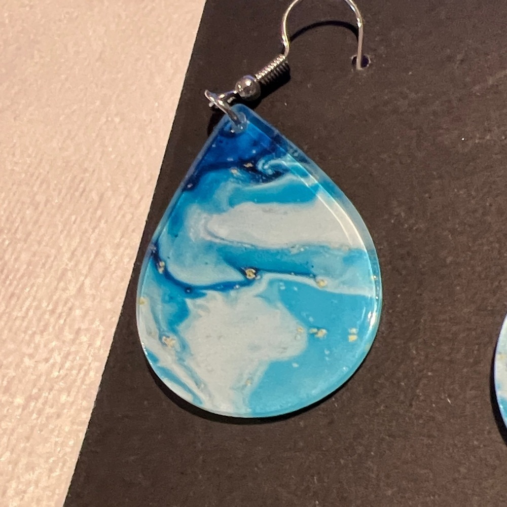 Ocean Swirl Teardrop Earrings - Picture 4 of 4